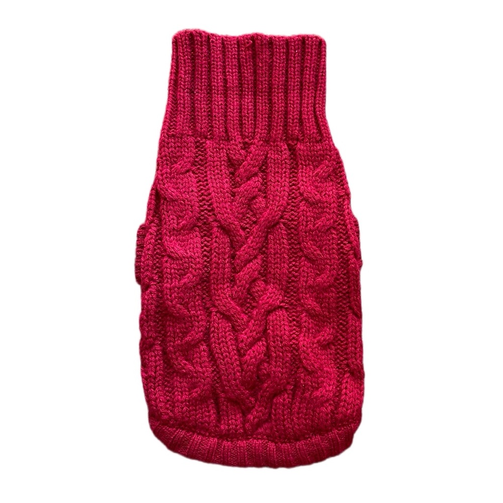 Friends Forever Burgundy Red Cable Knit Dog Sweater XS - NWOT